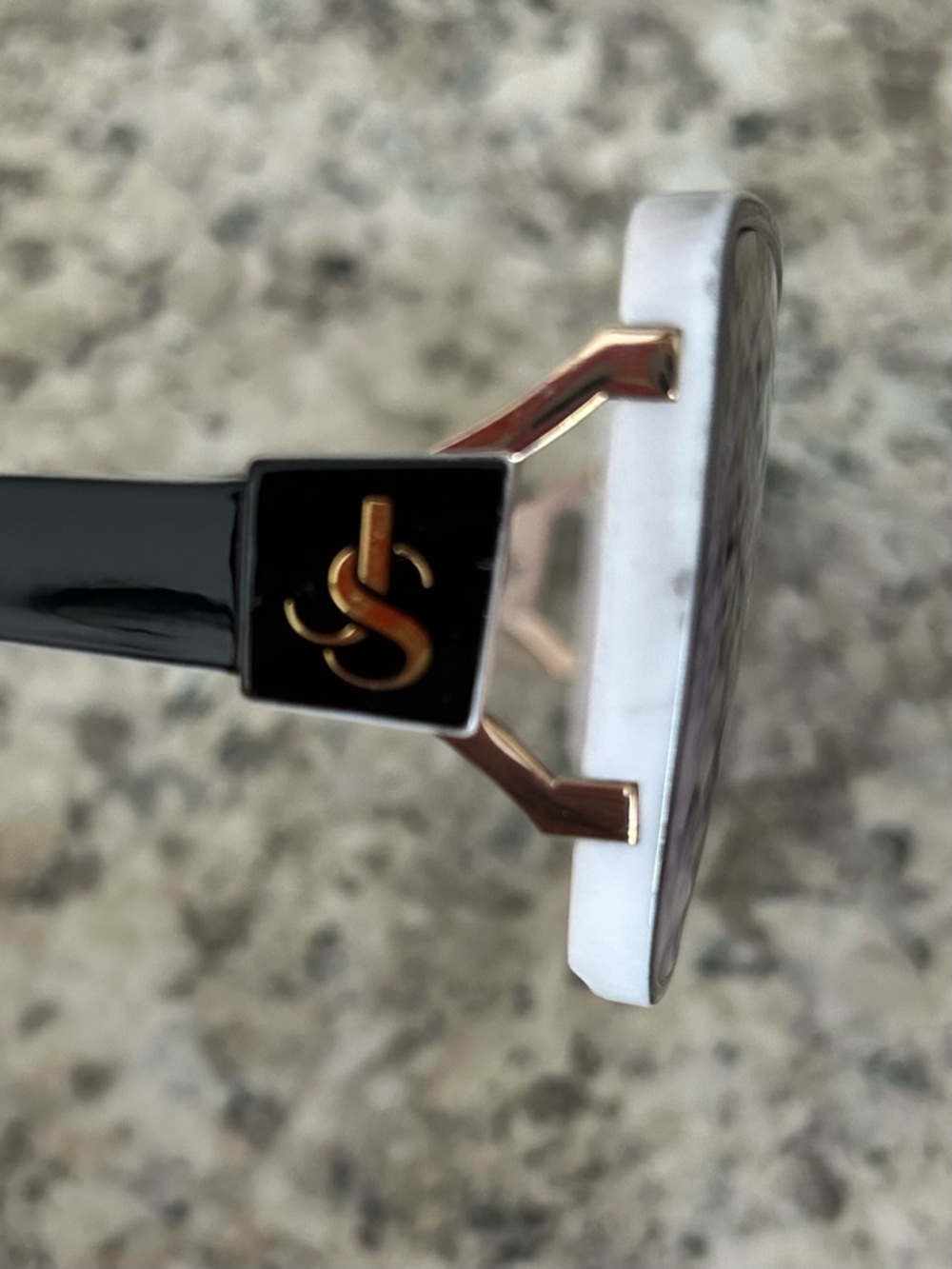Jessica Simpson Oversized Square Sunglasses White Black Gold JS Logo Purple Tint - Picture 13 of 13